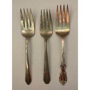 Vtg Silver Plate Lot Of 3 Serving Forks To Restore Repurpose Crafting
